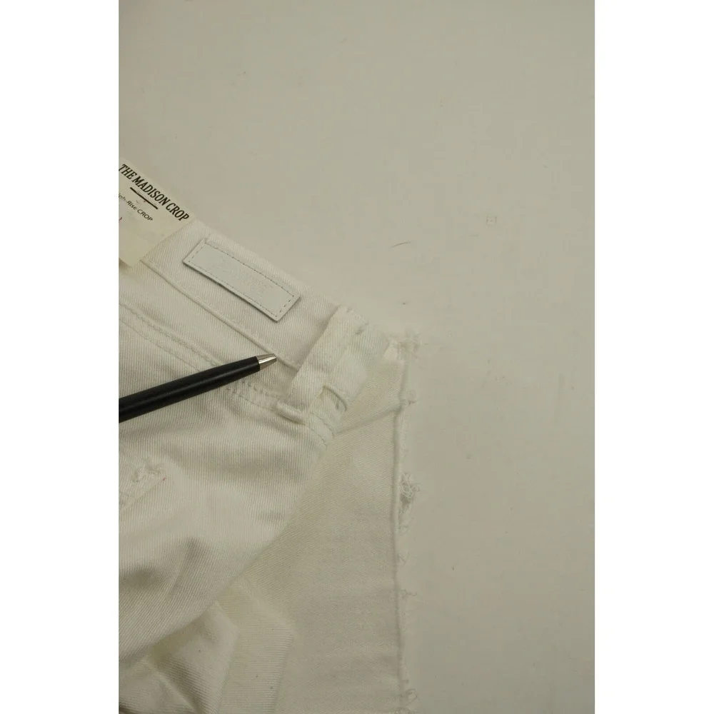 New BLANK NYC Madison Crop Women 32 x 26 White High‎ Rise Raw Edge Ripped Jeans